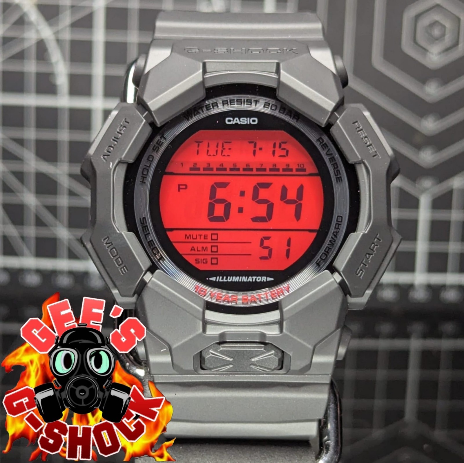 Casio G-Shock 🇯🇵 GD-010 Black & Bold Red Series Digital 10 Yr Battery Big Case