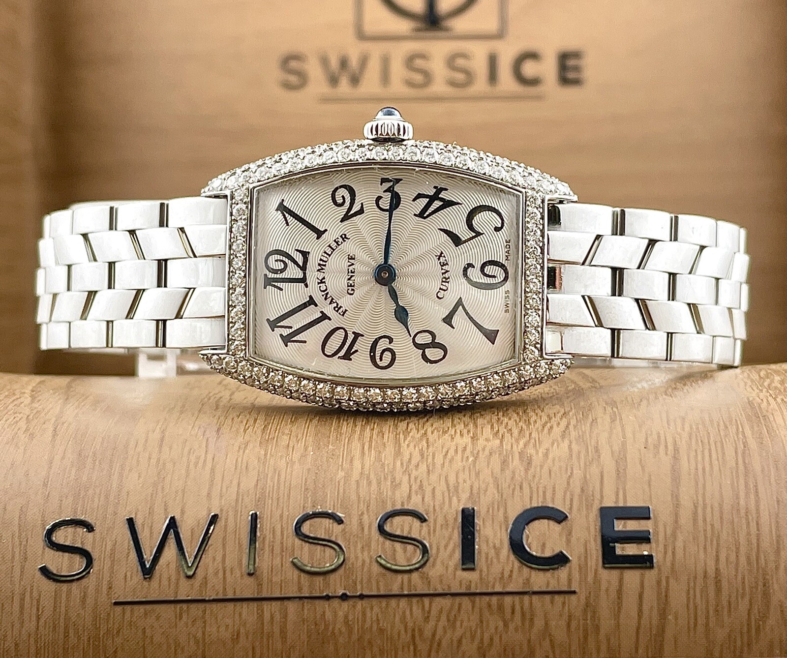Franck Muller Curvex 29mm Custom Iced Out w/4ct Diamonds Watch Ref 1752QZ