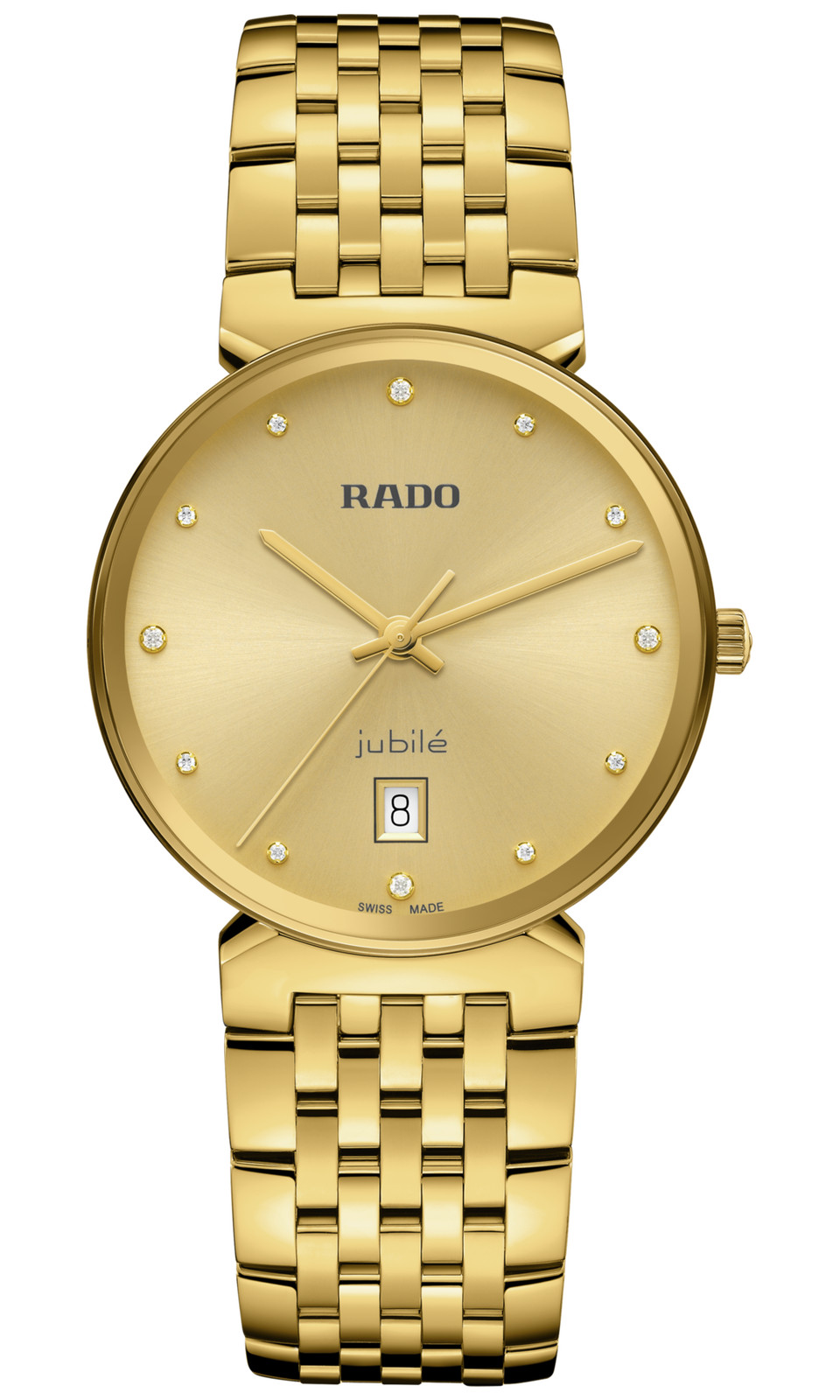New Rado Florence Diamonds Stainless Steel Golden Dial Men’s Watch R48914713