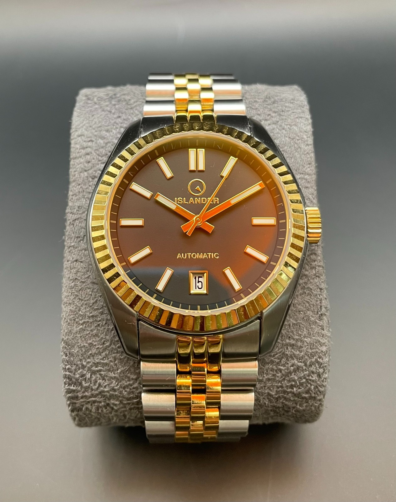 Islander Brookville Hi-Beat 38mm Automatic Black Dial Two-Tone Dress Watch