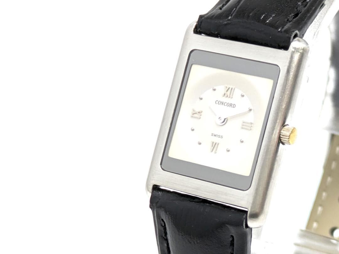 Concord Delirium Quartz New Battery Working Square Watch 17cm 6.7in Silver Dial