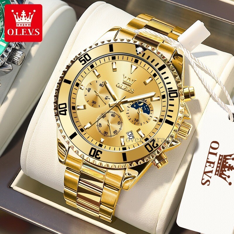 OLEVS Men’s Stainless Steel Luminous Business Luxury Date Watch Shock Resistant