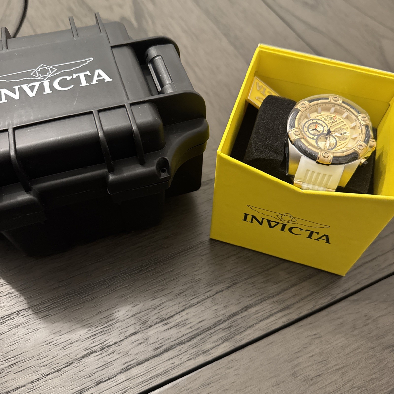 Invicta Men’s Watch 25515 Bolt Chronograph Diver Gold Tone Steel 52mm with Case