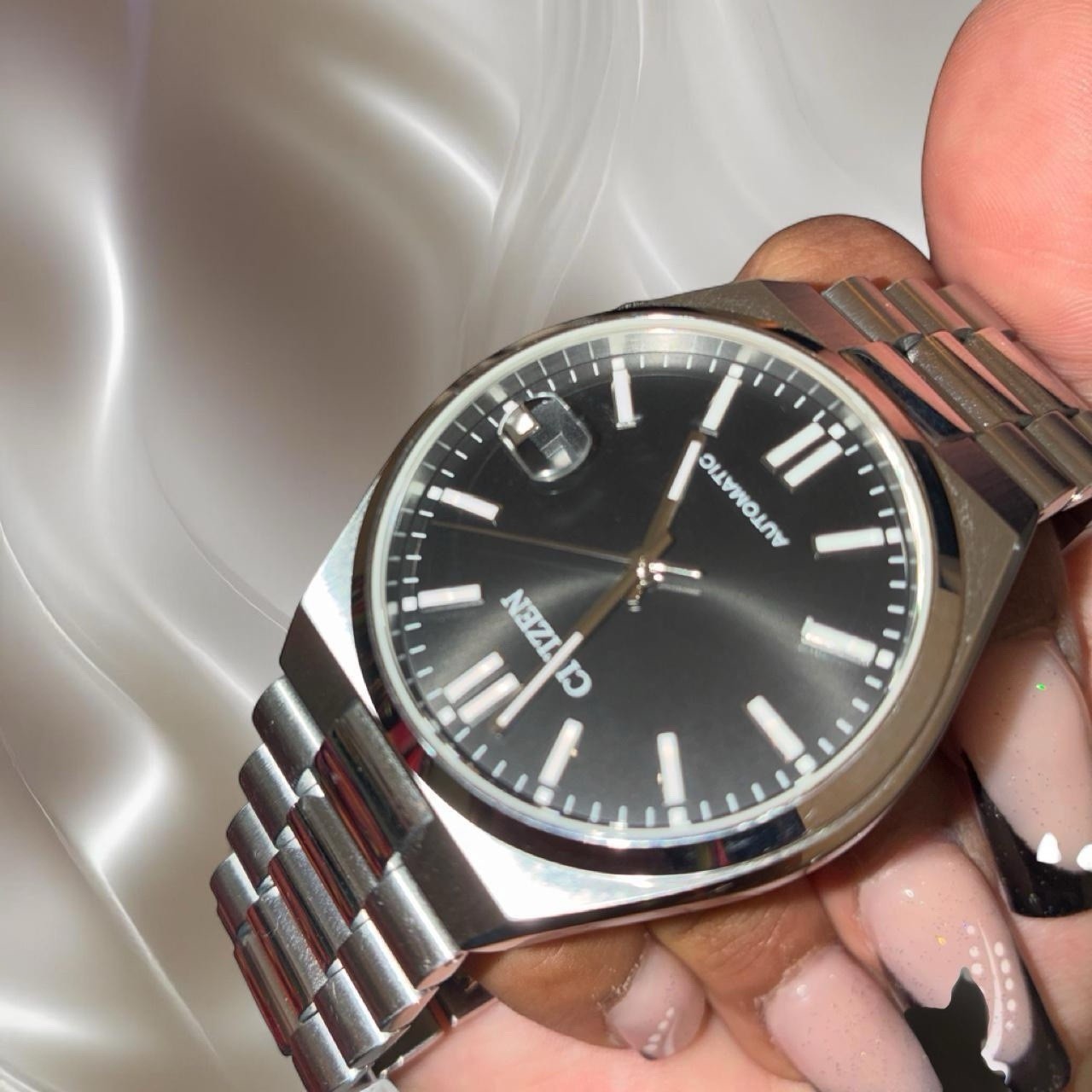 Citizen Automatic Men’s Black Dial Silver Watch.