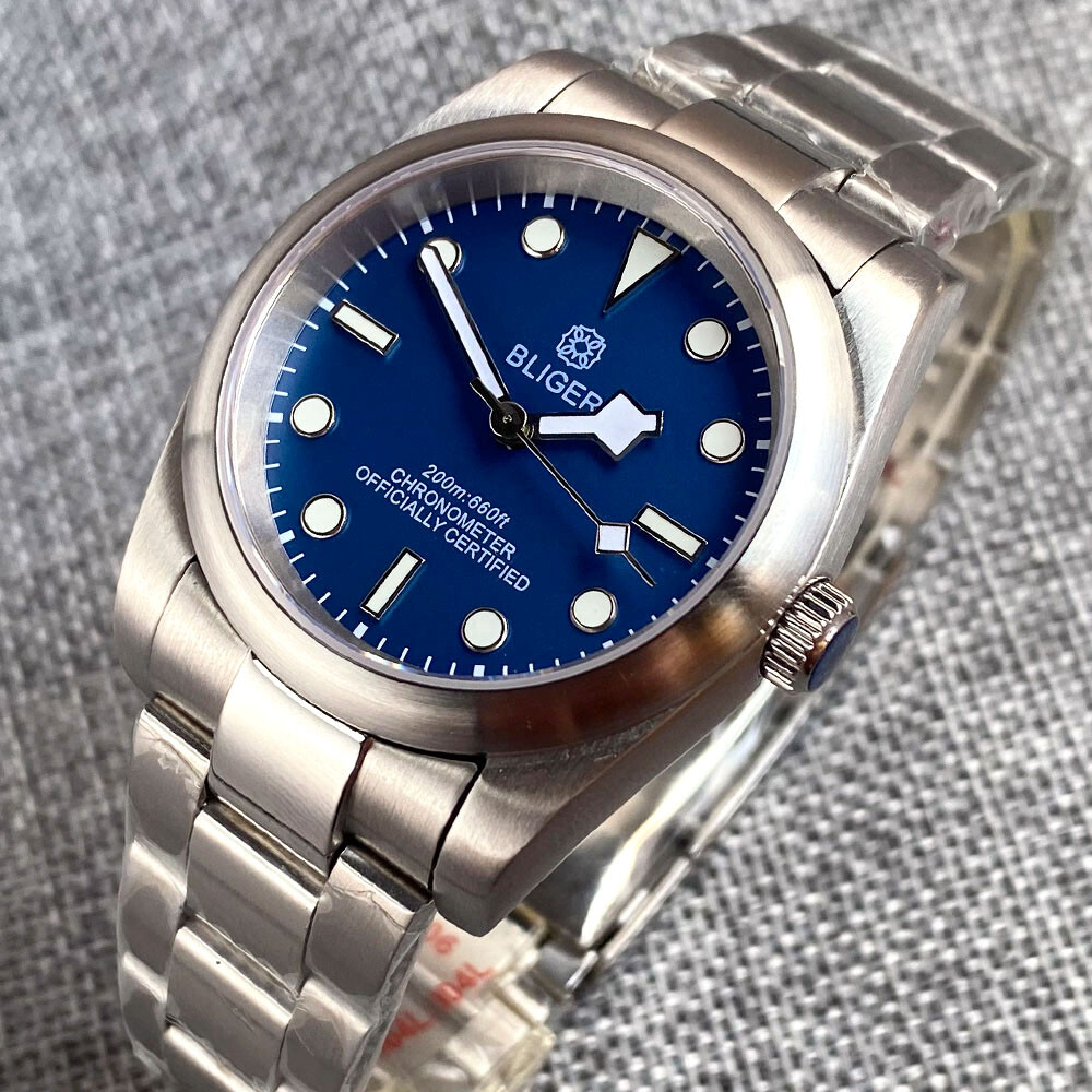 BLIGER 36mm/39mm NH35 PT5000 Satin-Finished Bezel Automatic Watch Sapphire Glass