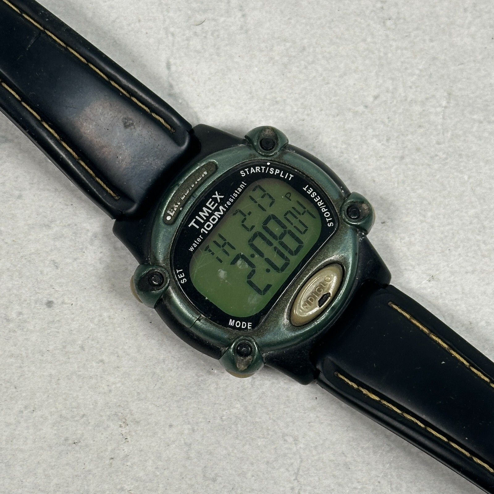 Timex Expedition Watch Mens 39mm Green Dial Digital Outdoors New Battery READ