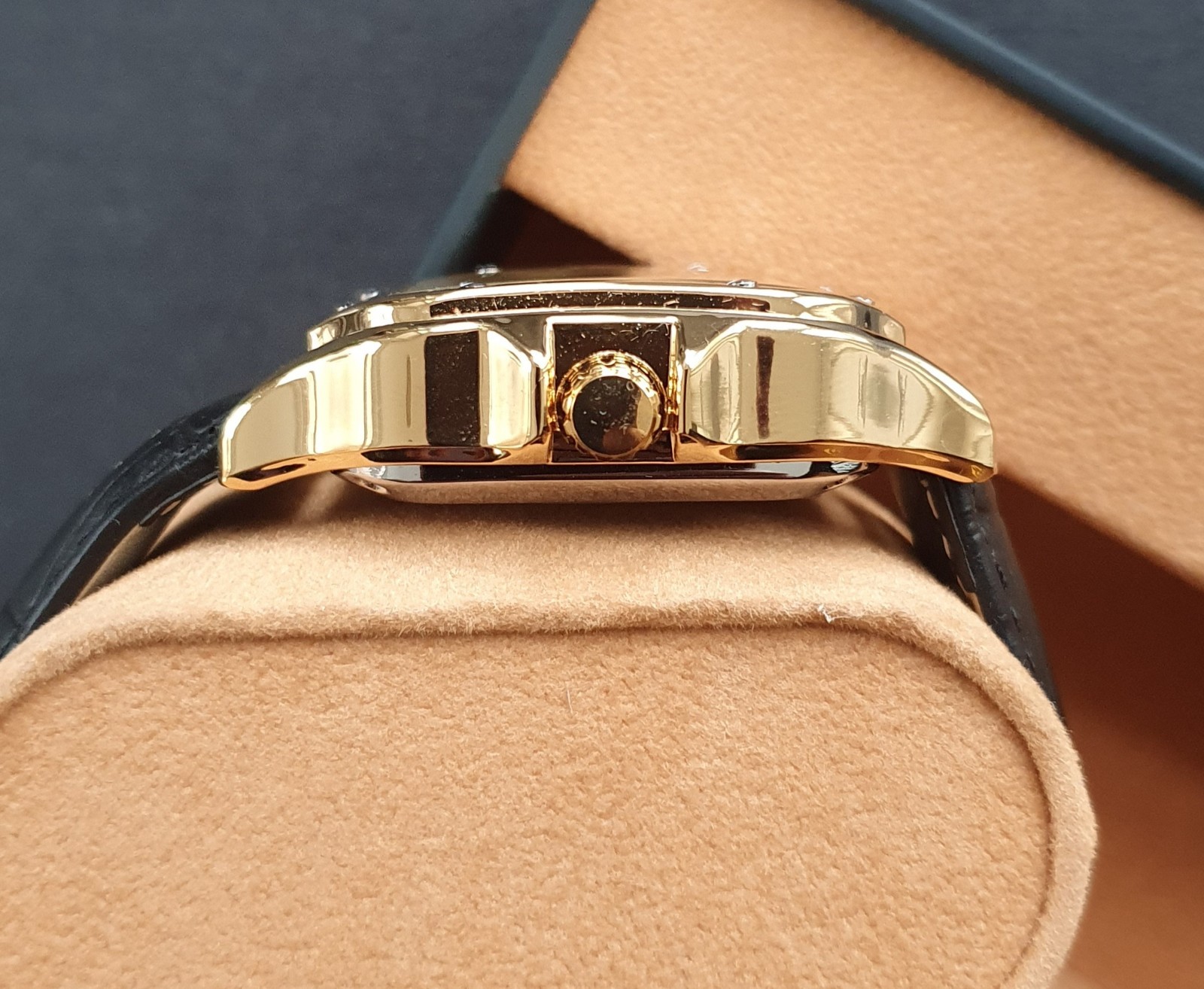 Men Automatic Watch Square Classic Tank Skeleton Gold Leather Mechanical Watch