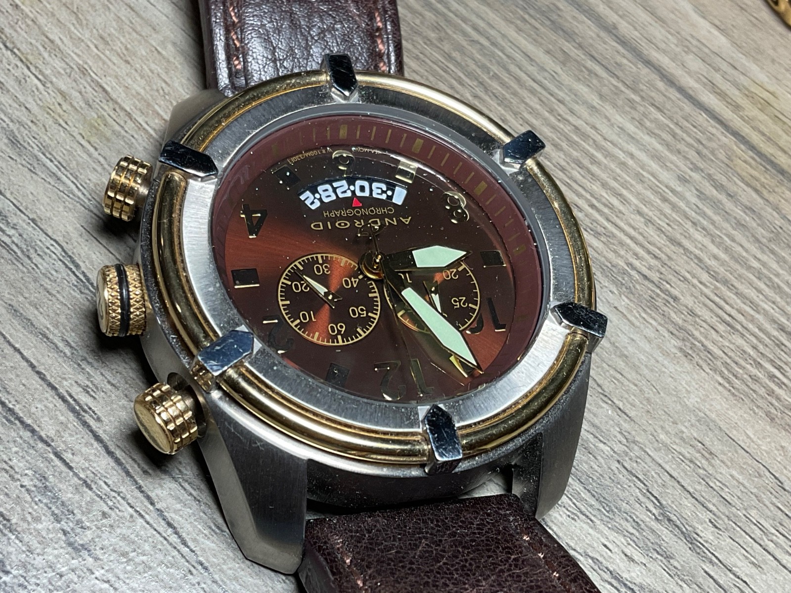 Vintage ANDROID Naval-2 AD466 Chronograph Leather Mens Watch – AS IS