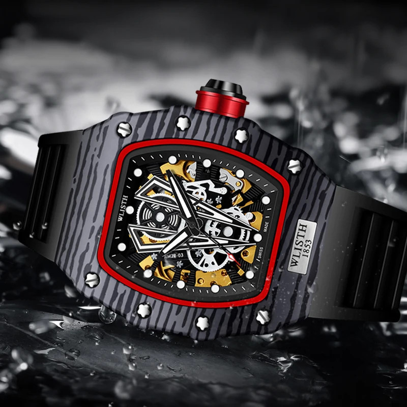 WLISTH Men’s Waterproof Mechanical Watch Luminous Tonneau Shape Automatic