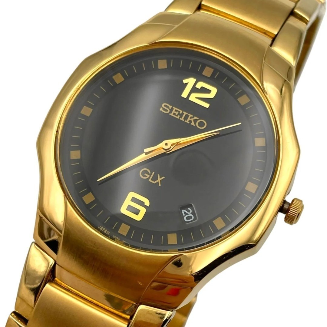 Working New Battery SEIKO GLX Quartz Watch Date Black Dial g10
