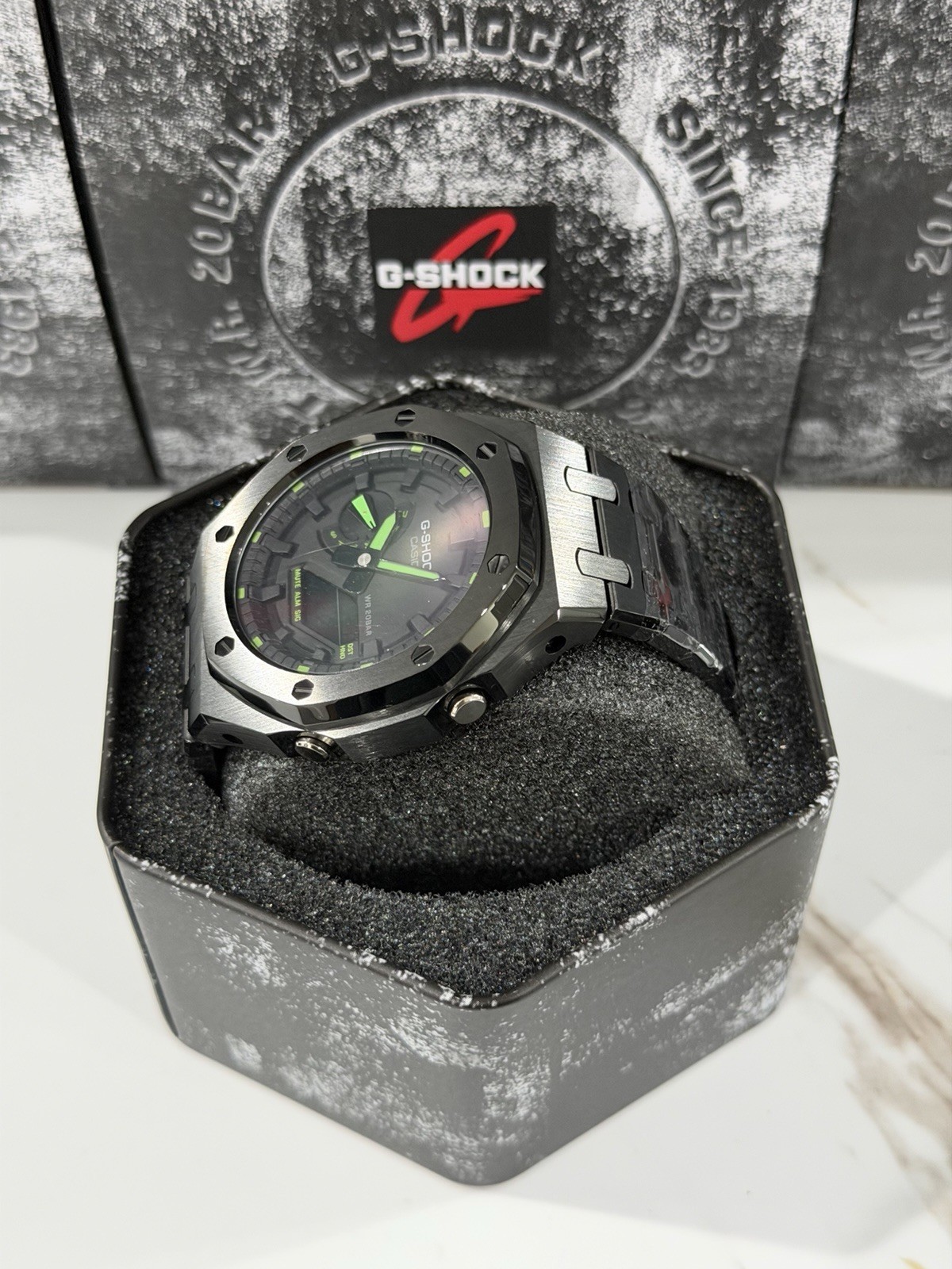 Casio GA-2100 G-Shock Watch – Sandblasted Black Case Mod – Black Dial