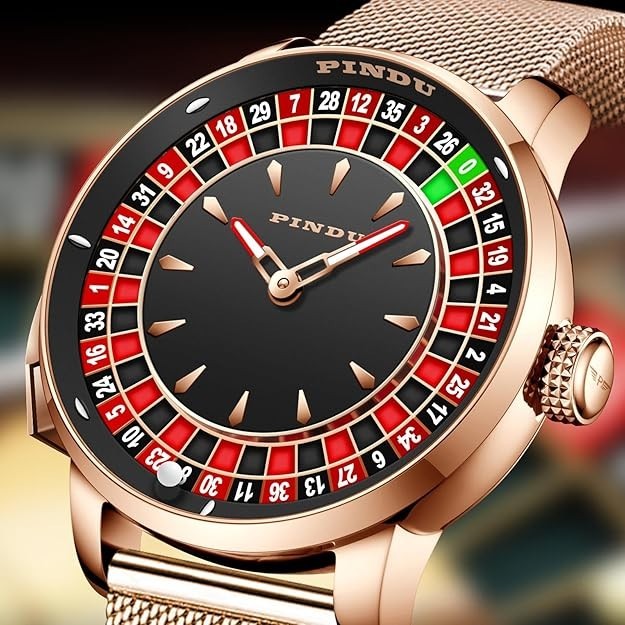 🔥USA🔥 PINDU Design NH35A Rotary Roulette Casino Mechanical Watch BraceletP6616