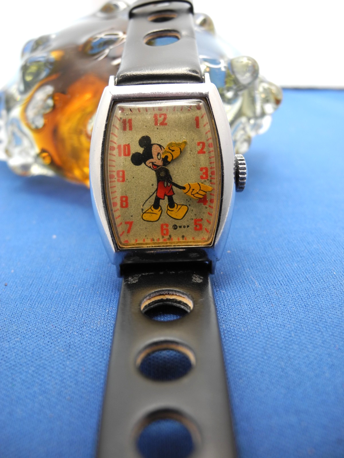 Vintage Mickey Mouse US Time Walt Disney Manual Wind Watch,WORKS