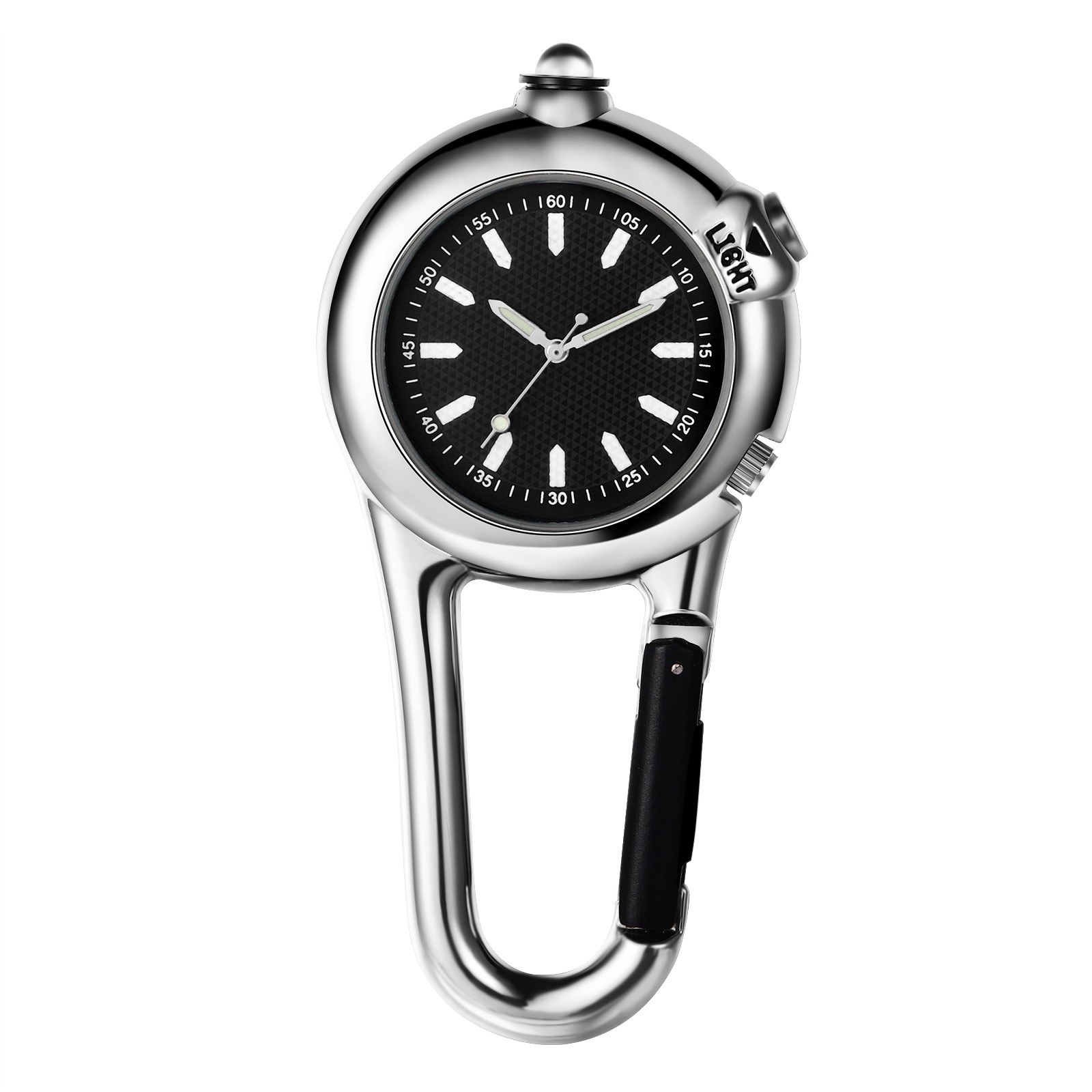 3PCs Outdoors Carabiner Luminous Clip-On Backpack Belt Fob Quartz Watch