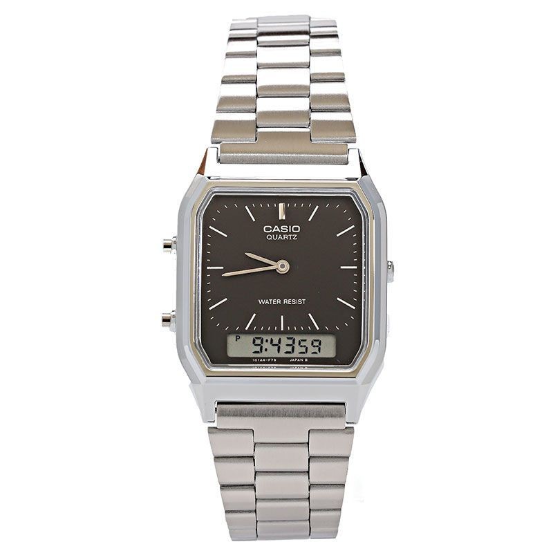 New CASIO Vintage Wristwatch AQ 230A 1D Silver Black Men’s Women’s CASIO from JA