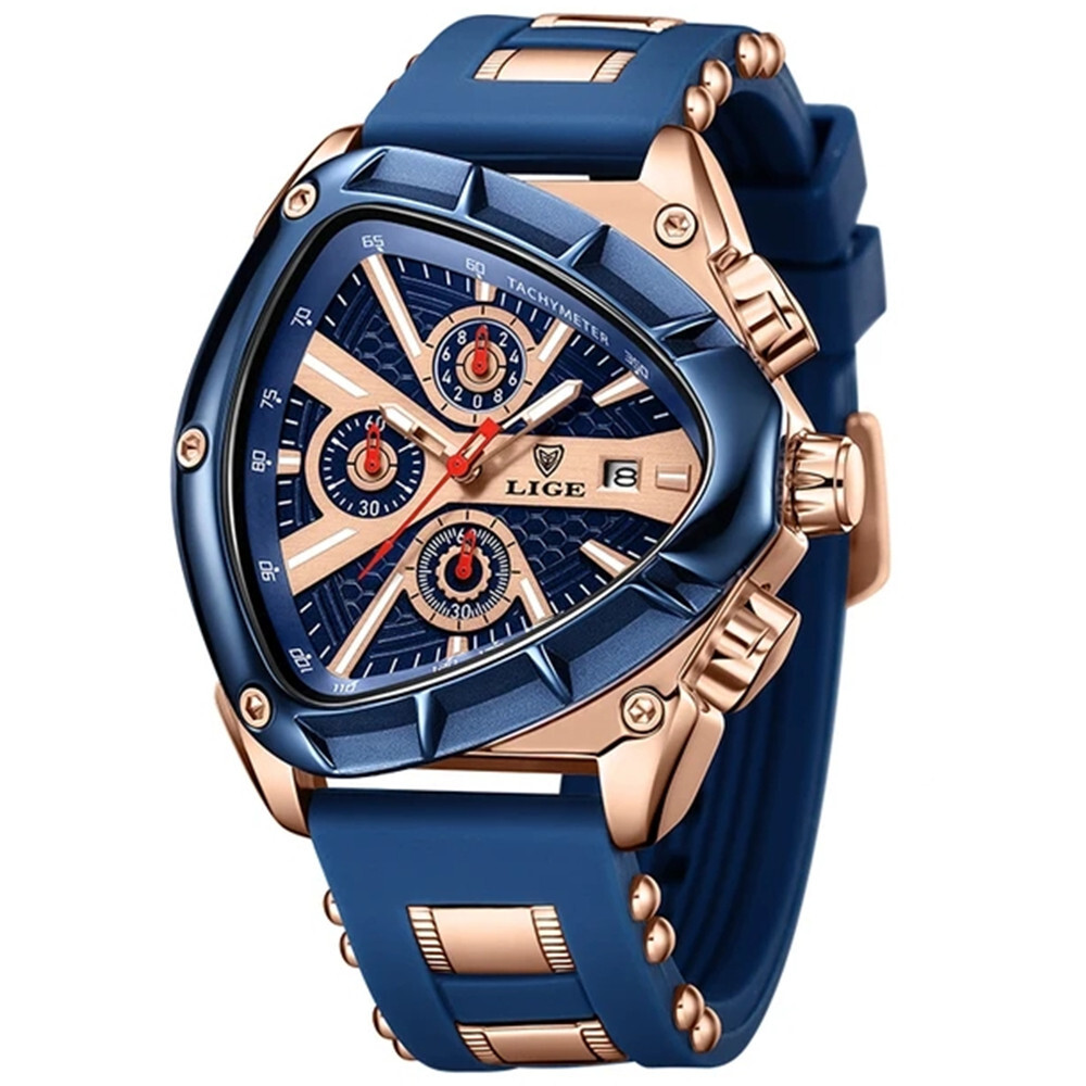 LIGE Men Watch Irregular Triangle Wristwatch Boy Sport Watch Male Silicone Watch