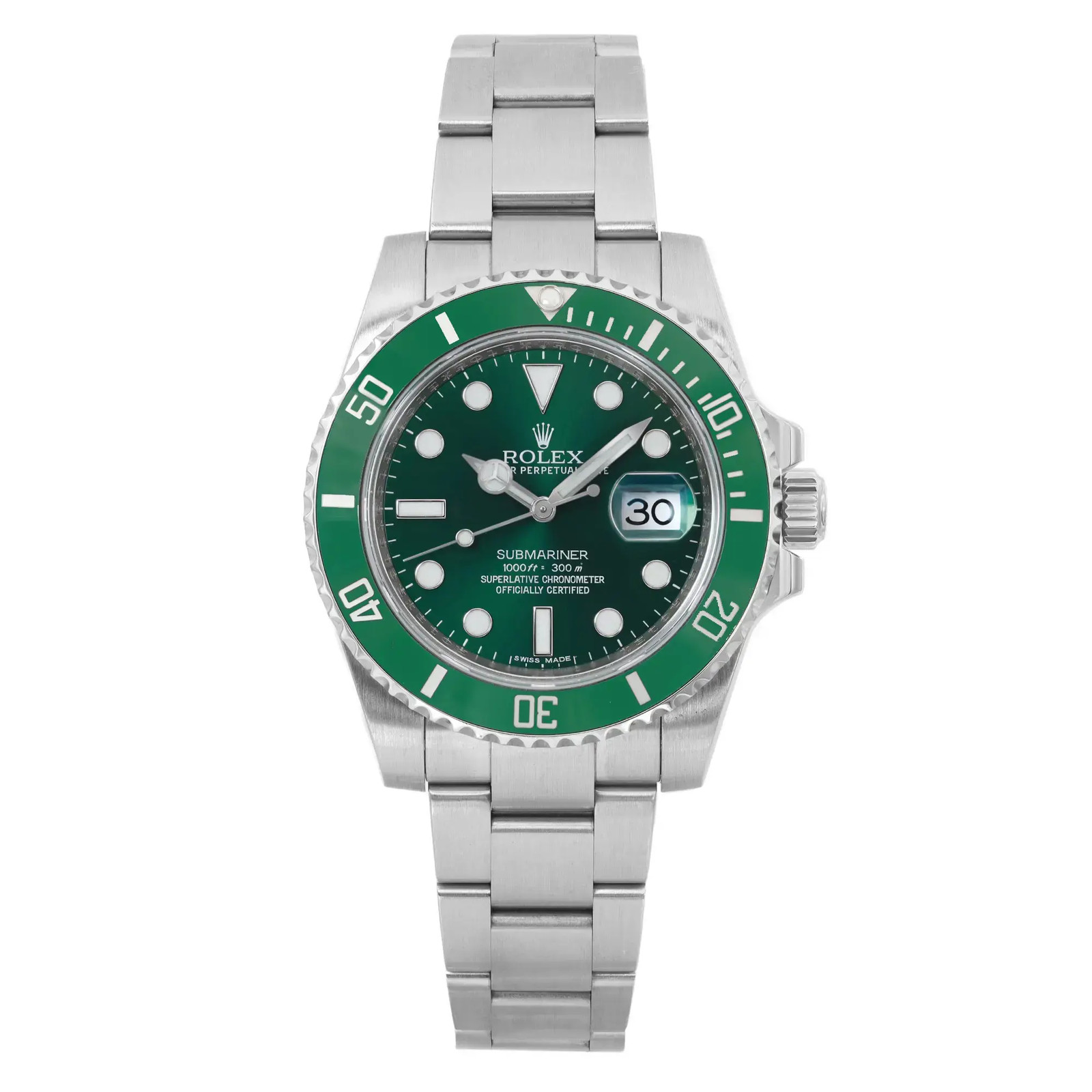 Rolex Submariner Hulk Green Steel Ceramic Automatic Mens Watch 116610LV