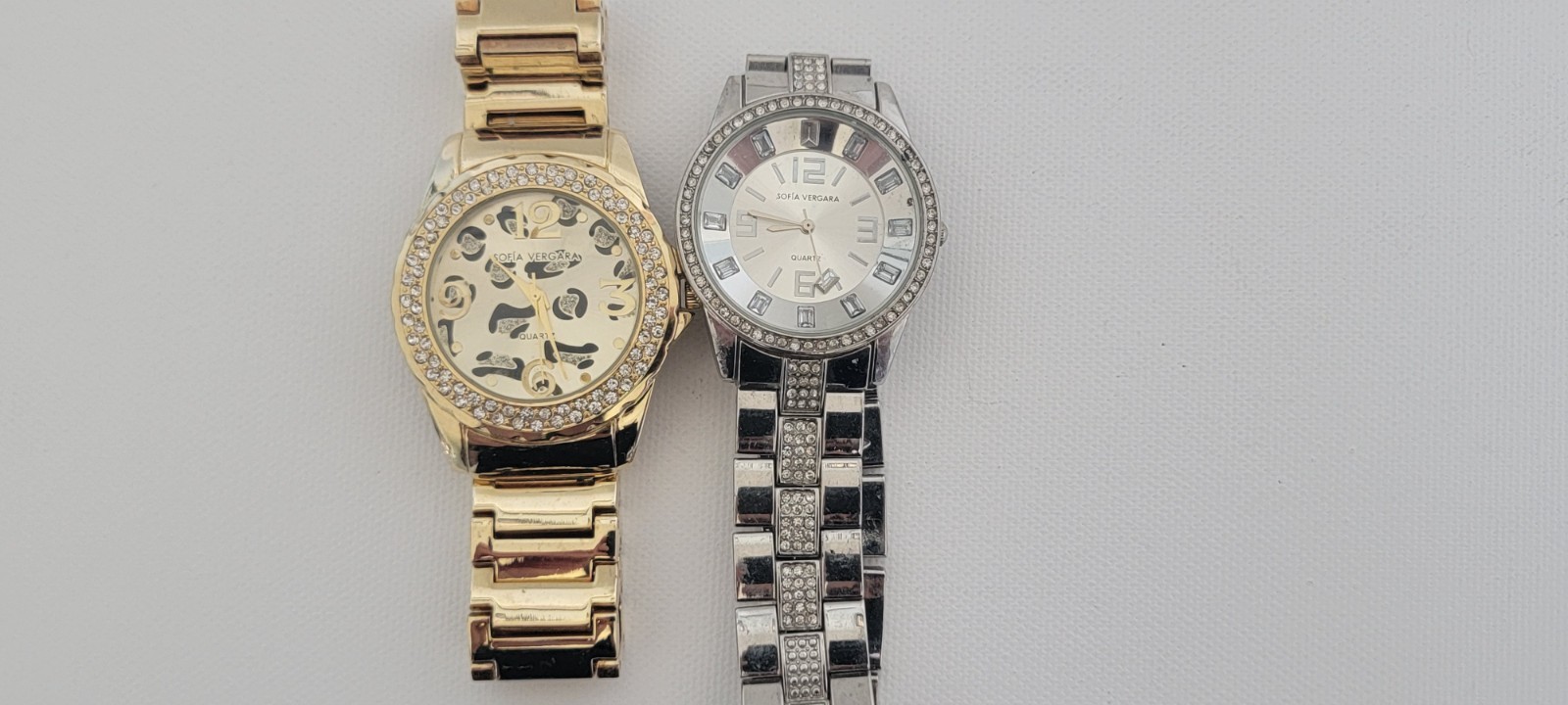 Lot 2 Sofia Vergara Womens Quartz Watches Rhinestone Leopard Fashion Untested