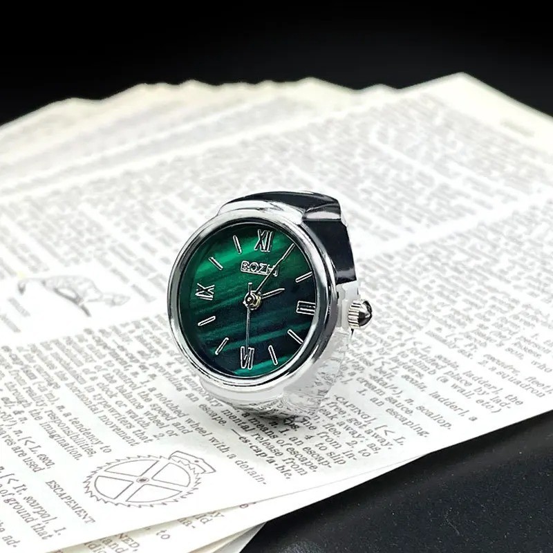 Men Women Finger Watch Ring Vintage Alloy Shell Quartz Fashion Gift