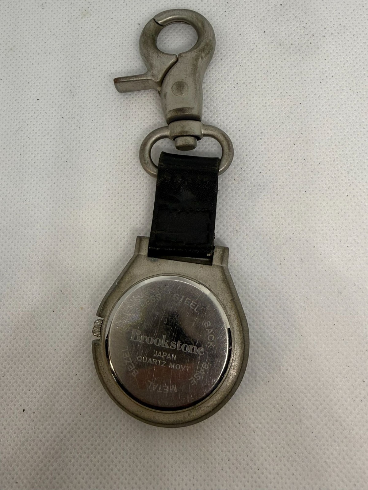 Brookstone Quartz Carabiner Watch White Dial Compass Markers Metal Clip Outdoor