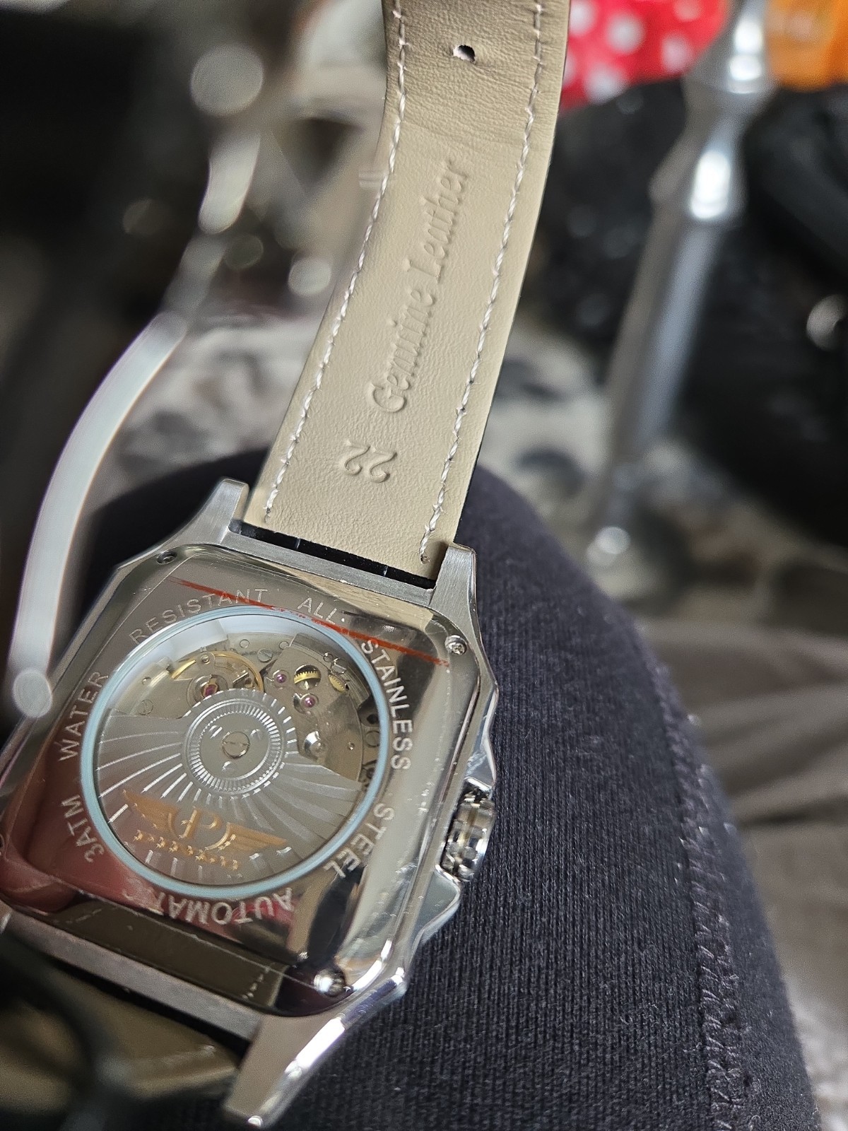 Pindu Automatic Mens Watch 40mm Silver Square Dial Date Steel Bracelet NWB