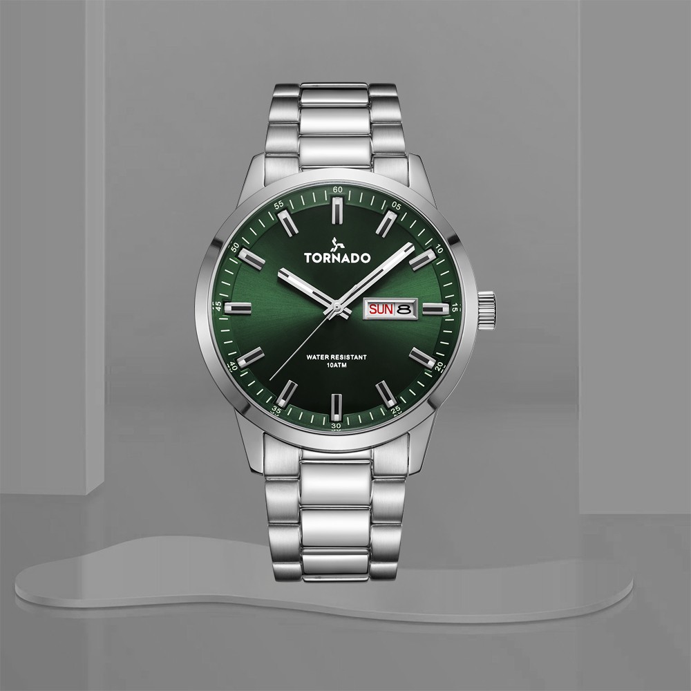 Tornado Spectra Men’s Analog Watch | Green Dial, 43x48mm, 100 m (10 ATM)