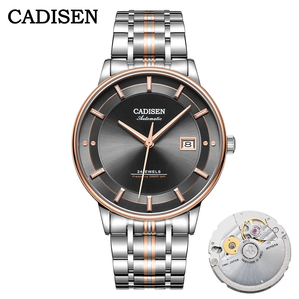CADISEN Ultra-thin Mechanical Wriswatch Japan MIYOTA 9015 Sapphire Crystal