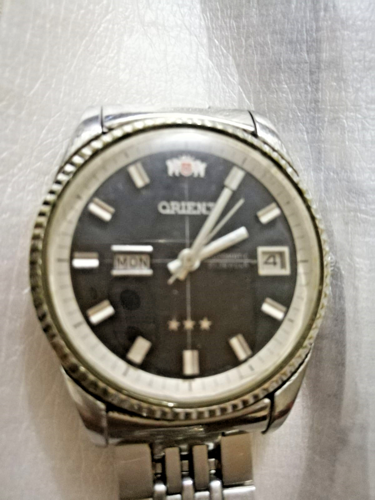 VTG Orient Tri Star Men’s Automatic 21 Jewels Wrist Watch 904511 Anti-Shock 37mm