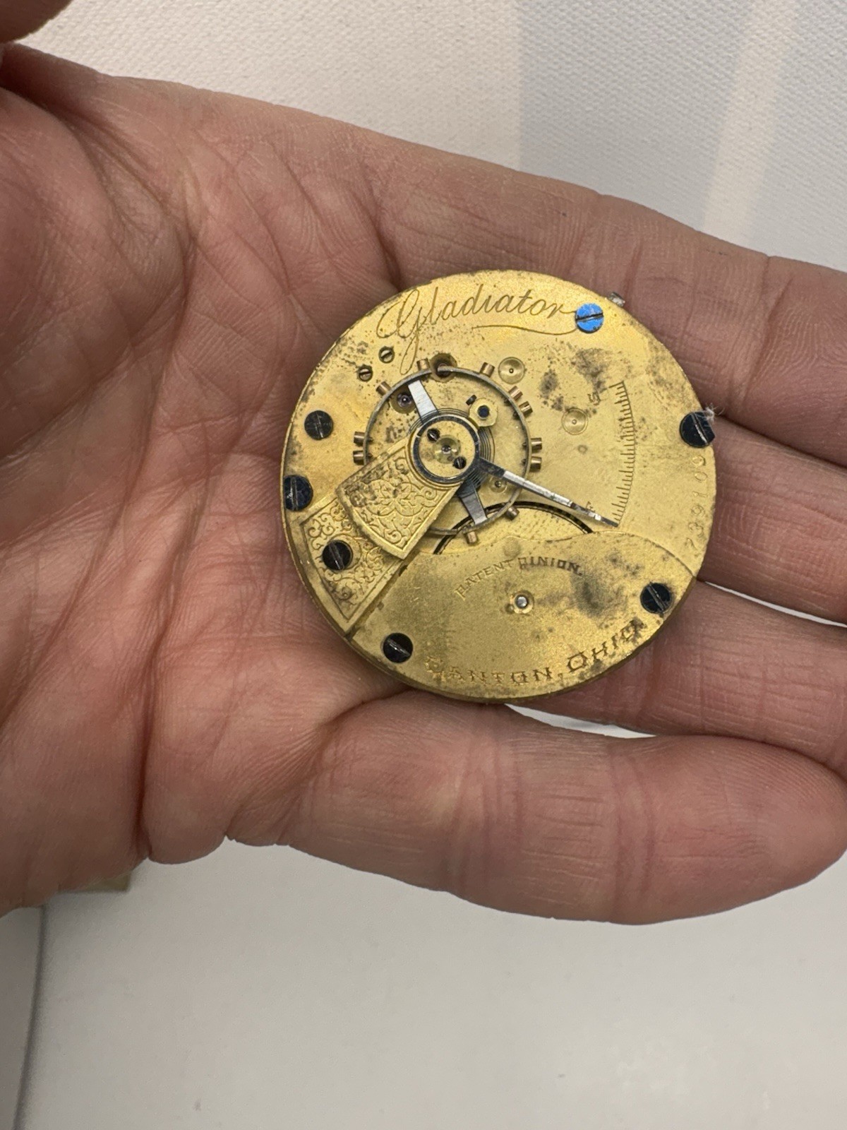 Hampden 18s Pocket Watch Movement Grade Gladiator Model 2 – 7 Jewels