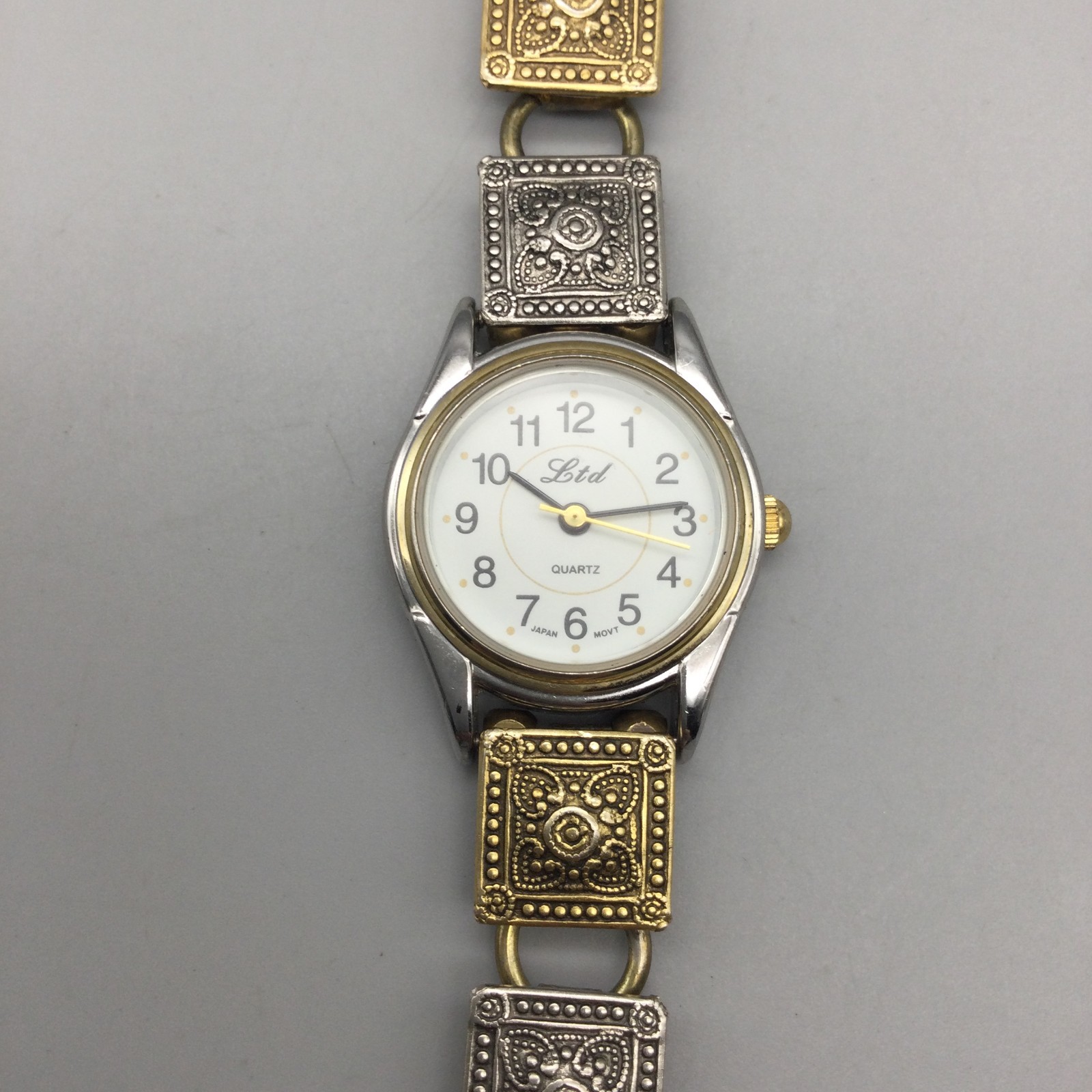 Ltd Square Tile Panel Watch Women 23mm Silver Gold Two Tone New Battery 7.5″