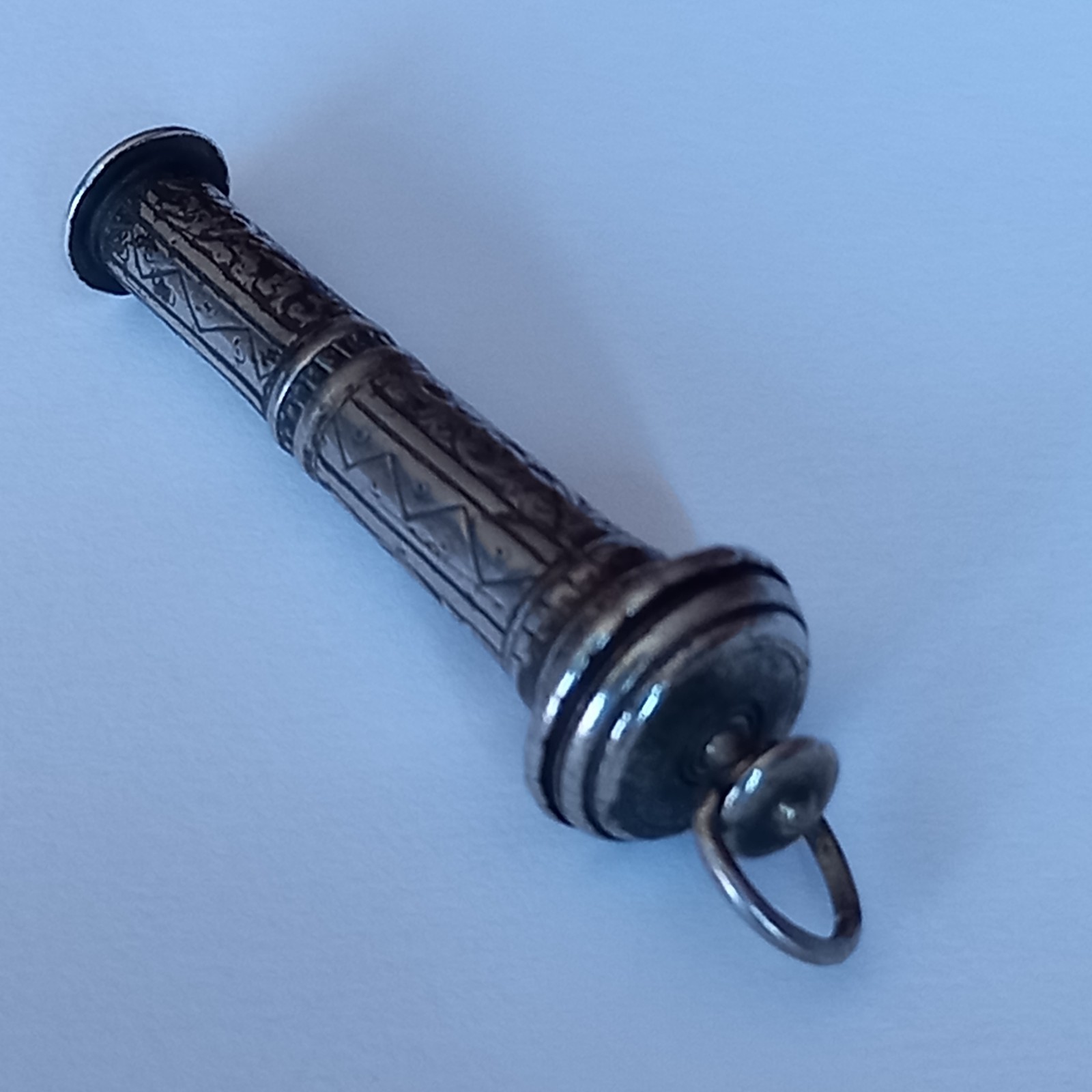 CHARMING ANTIQUE SILVER PLATED WATCH FOB SEAL….WITH CHASED DESIGN