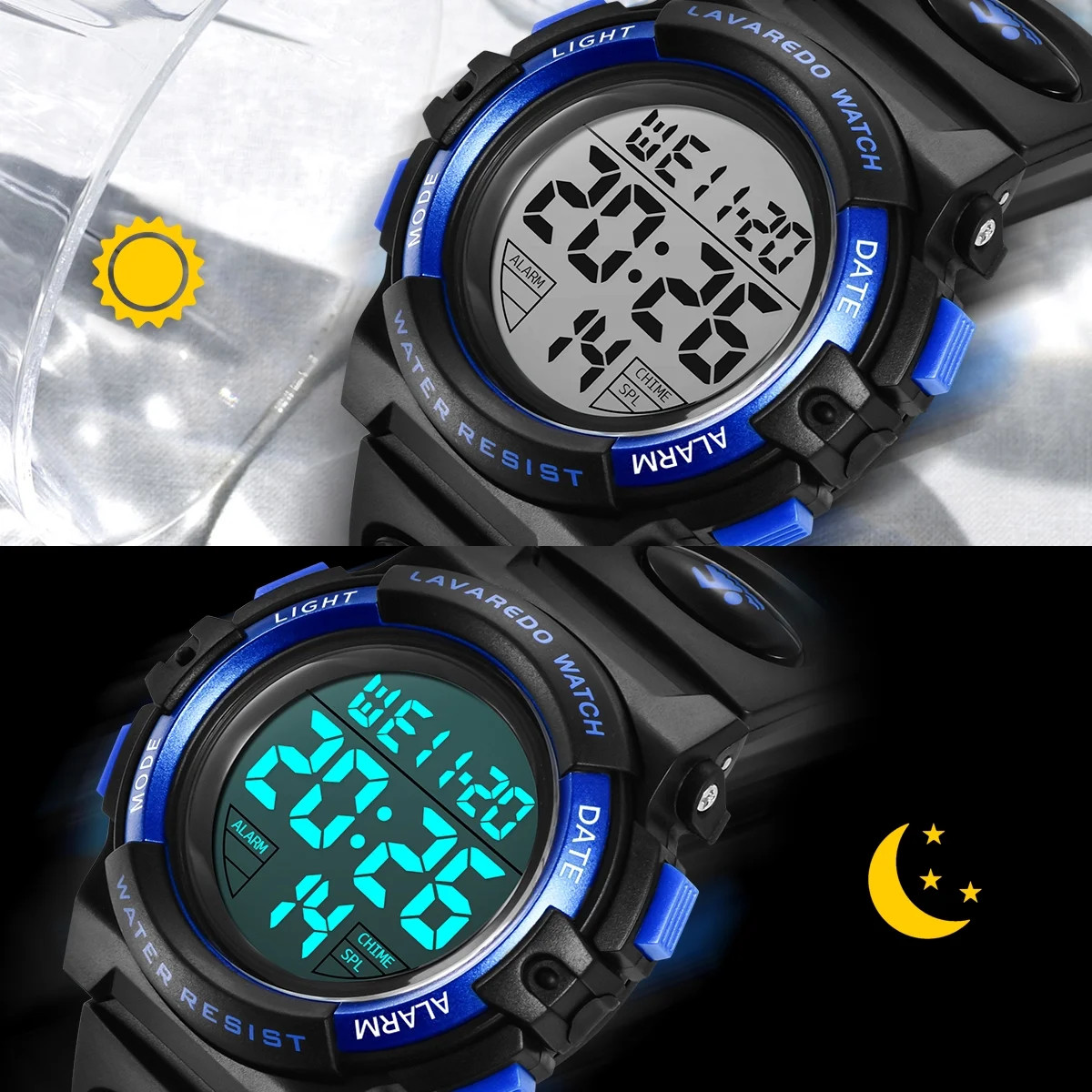 Kids Digital Sports Watch for Age 4-15 Waterproof Watches with Alarm Stopwatch W
