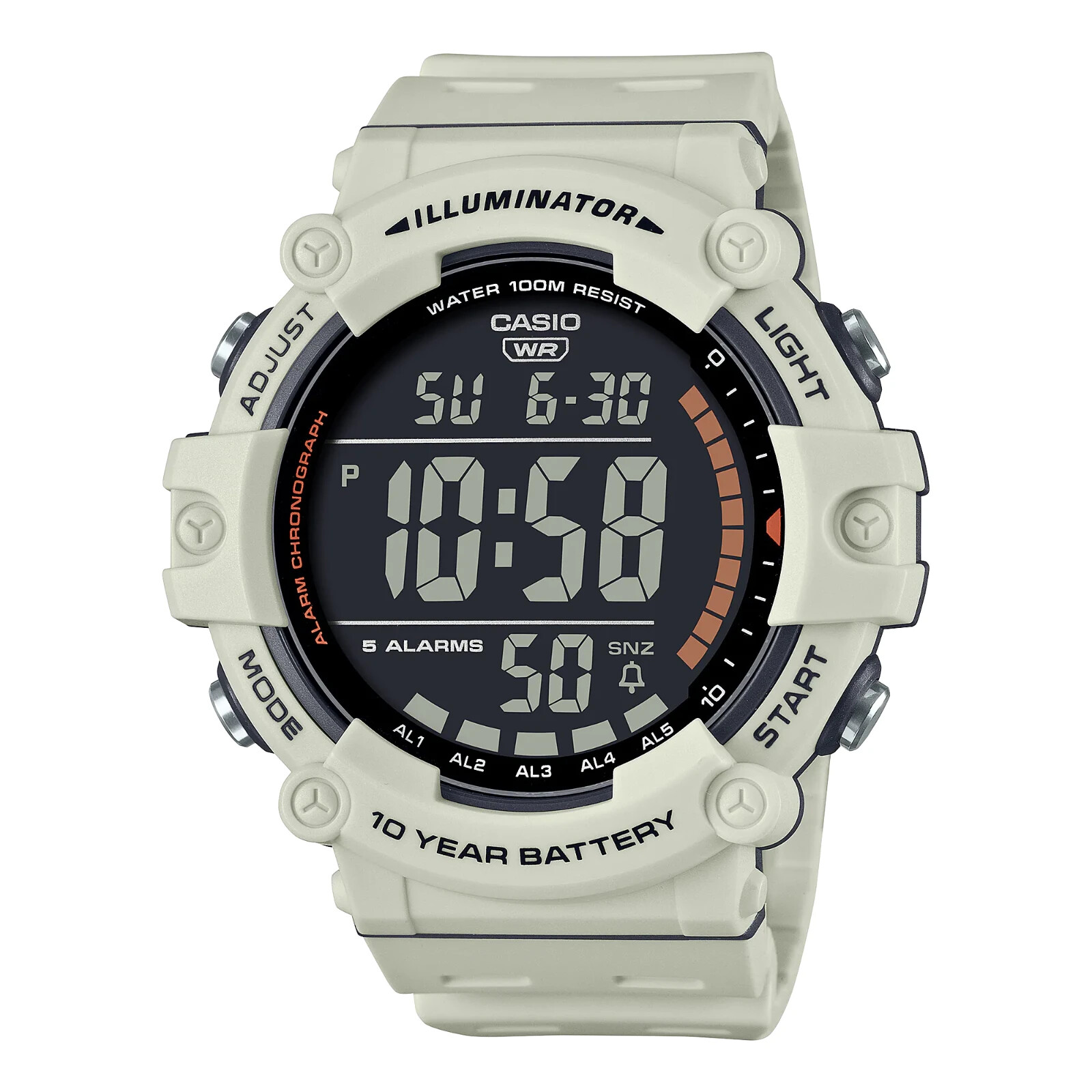 Casio AE1500WH-8B2V, Chronograph Watch, Illuminator, 5 Alarms, 10 Year Battery