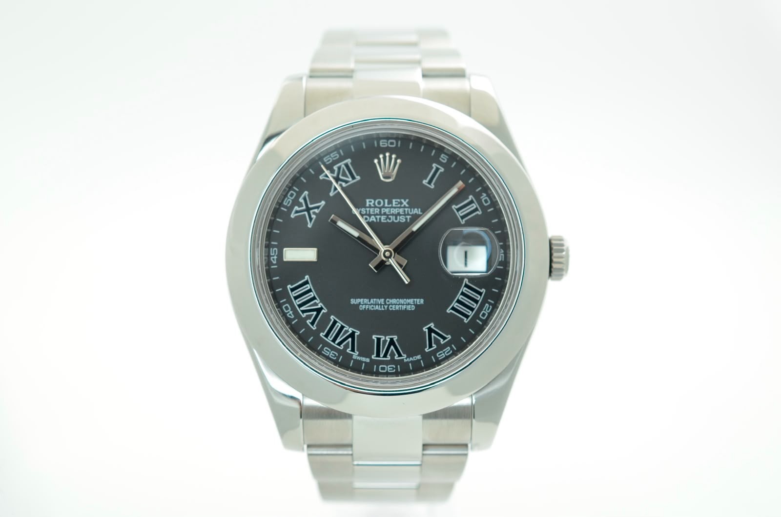 Rolex Datejust II 41mm 116300 special Roman numeral grey dial mint 2016 with B&P