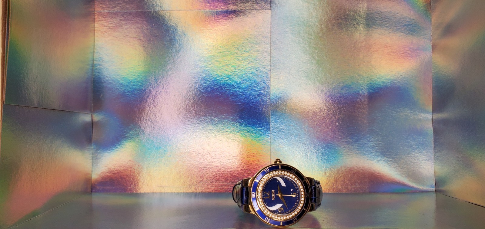 ECCLISSI women’s watch, cobalt blue, Japan quartz movement, leather band, classy