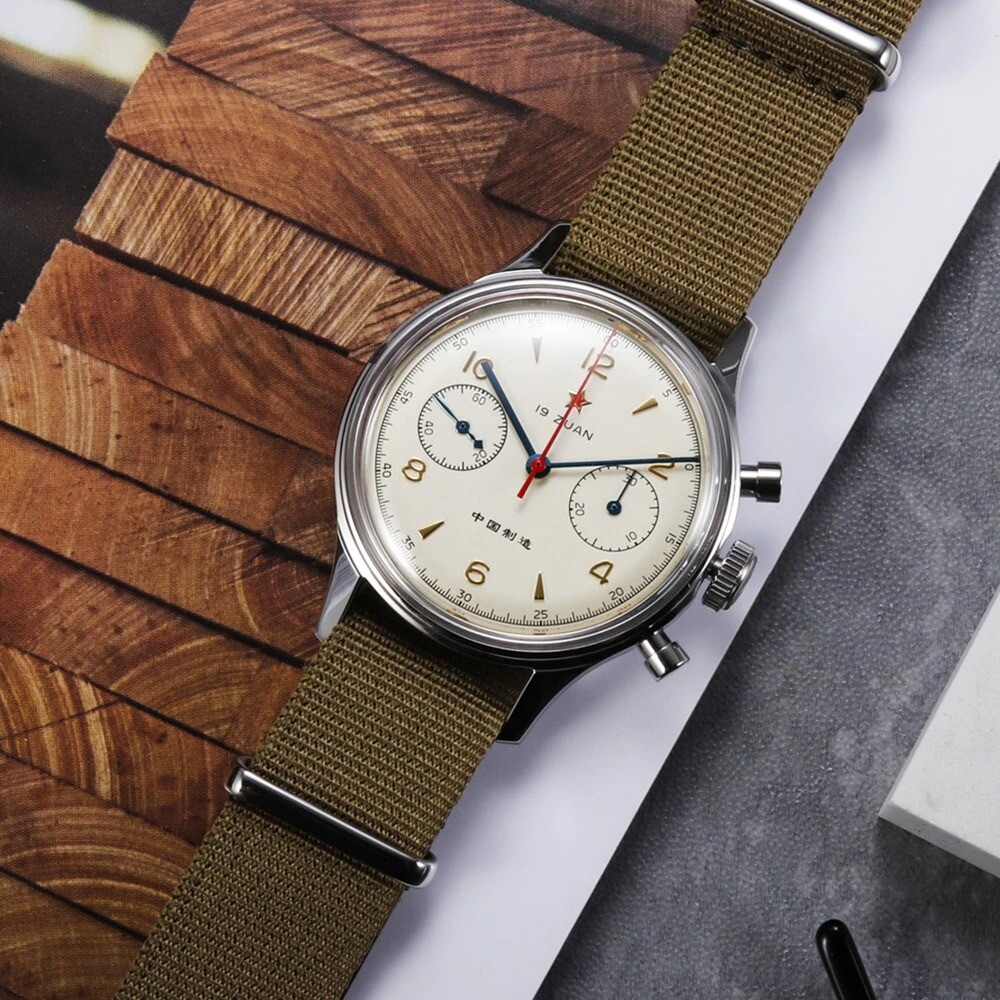 RED STAR 1963 SEAGULL ST1901 Chronograph watch 38mm Venus 175 30M Swan Neck 316L