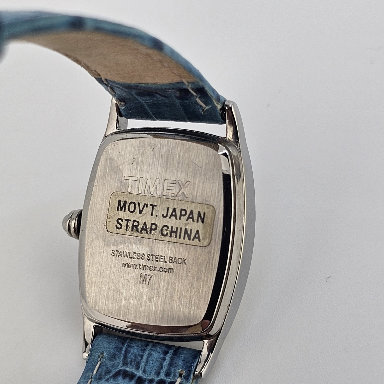 Timex Women’s Analog Watch 22MM Gray Dial Blue Leather Bands New Battery