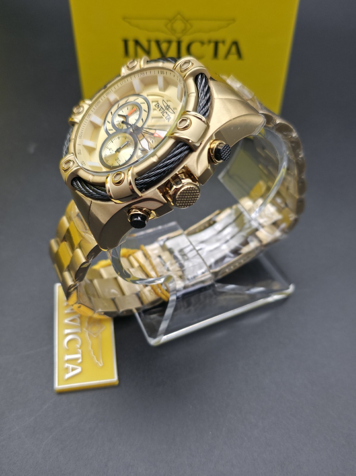 Invicta Men’s Watch 25515 Bolt Quartz Chronograph Diver Gold Tone Steel 52mm