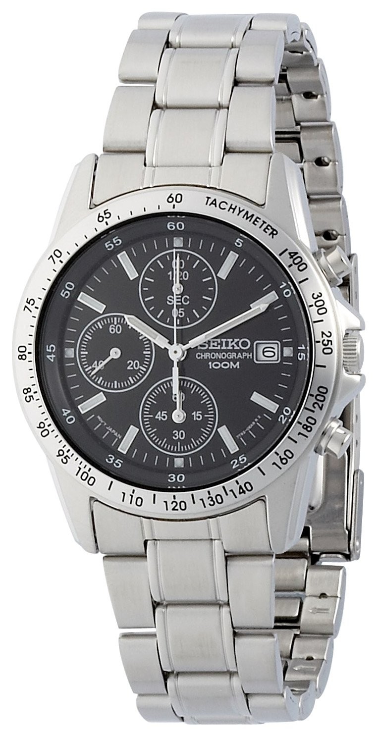 Seiko SND367PC Men’s Chronograph Quartz Black Dial Stainless Steel Watch