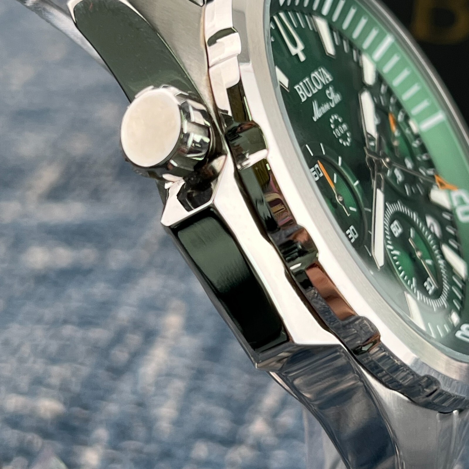 Bulova Marine Star 96B396 Green Dial Stainless Steel Chronograph Men’s Watch