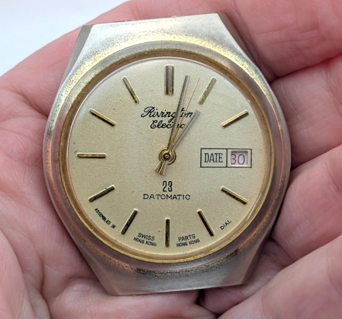 RIVINGTON Electra 23 Datomatic Calendar Vintage Watch Movement 36mm PARTS REPAIR