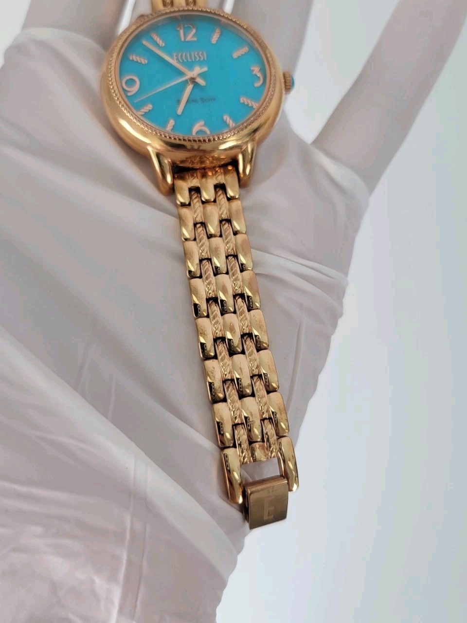 Ecclissi Sterling Silver Turquoise Blue Dial Gold Tone Women’s Quartz Watch