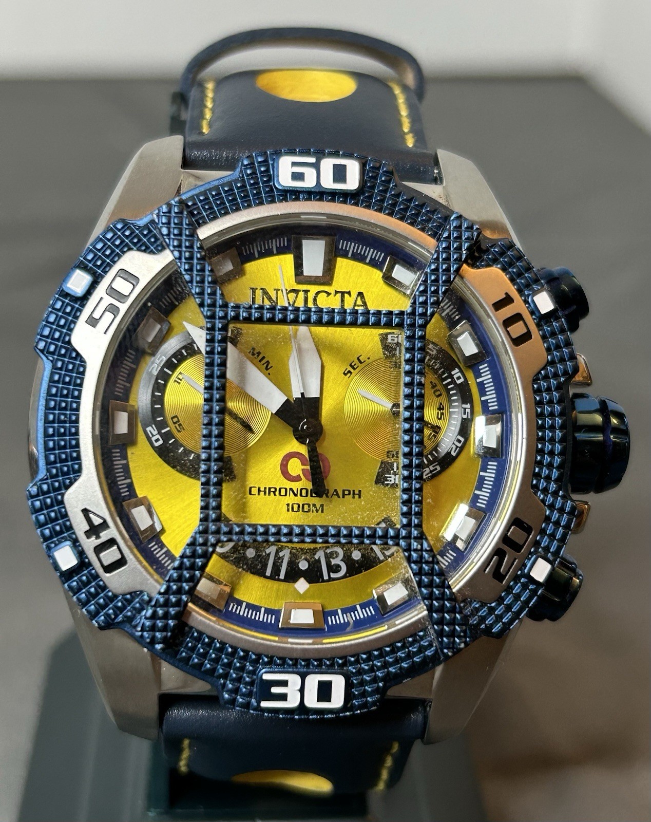 Invicta Corduba 33854 Men’s Chronograph Watch 49mm Blue Stainless Yellow Dial