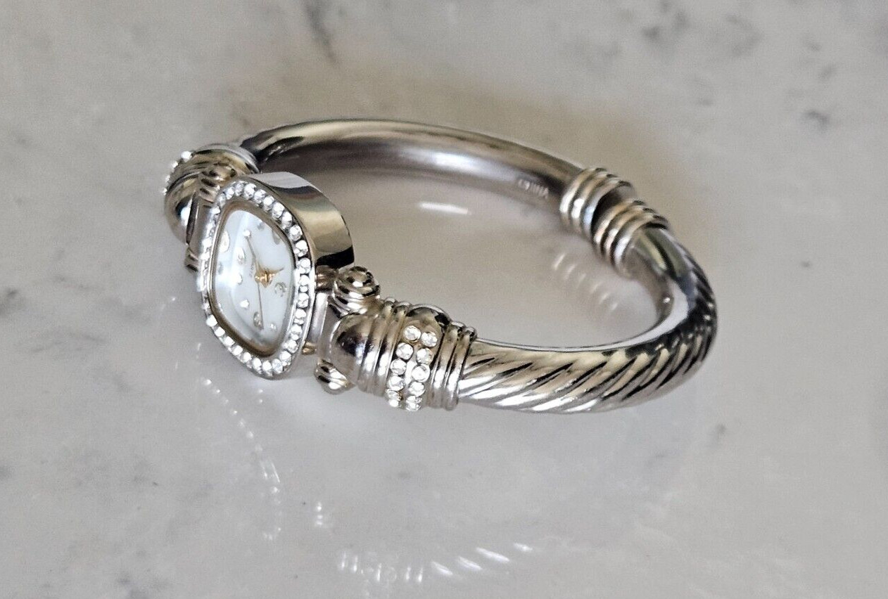 Women’s CC Clarissa Camusso Silver-Toned w/Clear Rhinestone Textured Watch