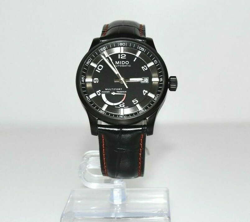 New MIDO Multifort Auto PVD SS Black Leather M005.424.36.053.22 $1690 Watch