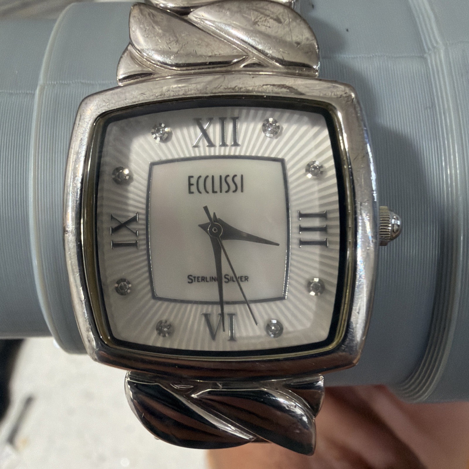 ECCLISSI STERLING SILVER CASE &925 BAND WOMEN WATCH NEW Battery 33535