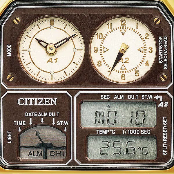 CITIZEN JG2103-72X Ana-Digi Temp Tsuno Chrono Pink Gold Retro Watch Japan