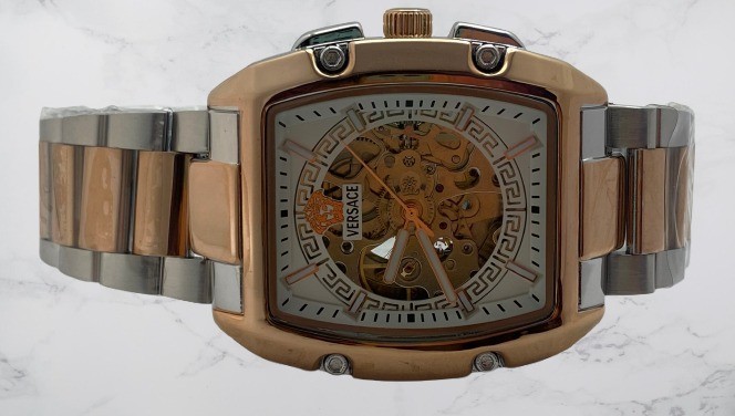 Refurbished Beautiful Versace Dominus Skeleton Automatic Two-Tone Wristwatch