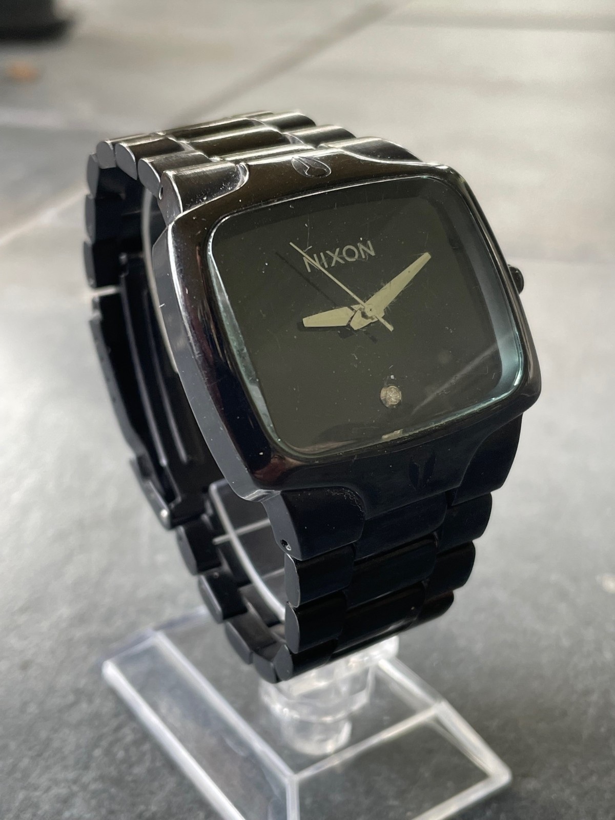 NEEDS BATTERY NIXON The Small Player Black Stainless Steel Analog Watch 40mm