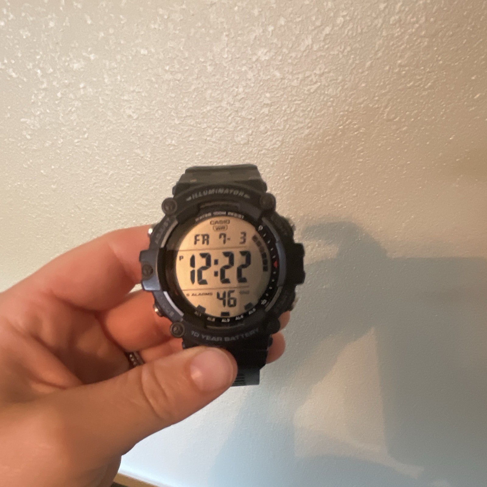 Casio Illuminator Men’s Digital Quartz Watch Black Resin Strap Alarm Date 50m